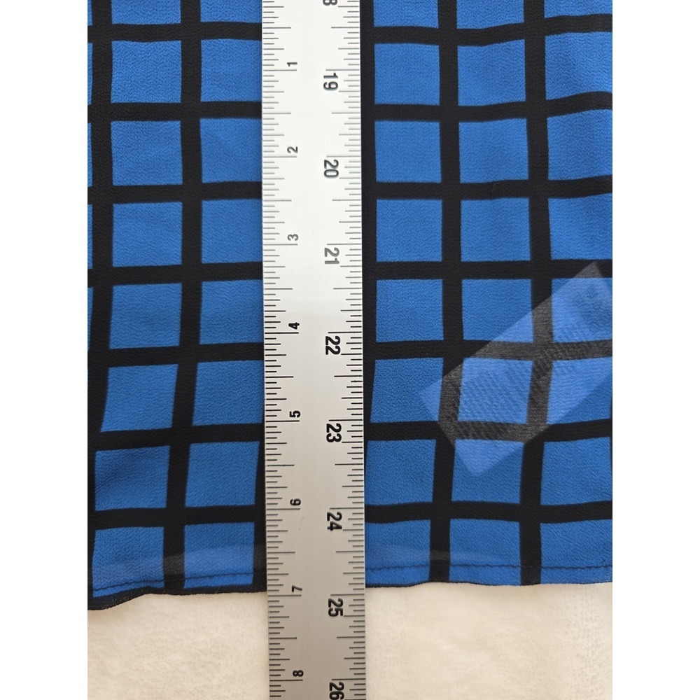 Michael Kors Blouse XS Blue Black Plaid Checkered Button Front Long Sleeve - Picture 11 of 12